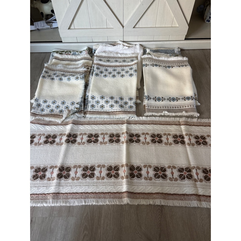 Lot of 11 vintage table runner embroidered Crosstitch